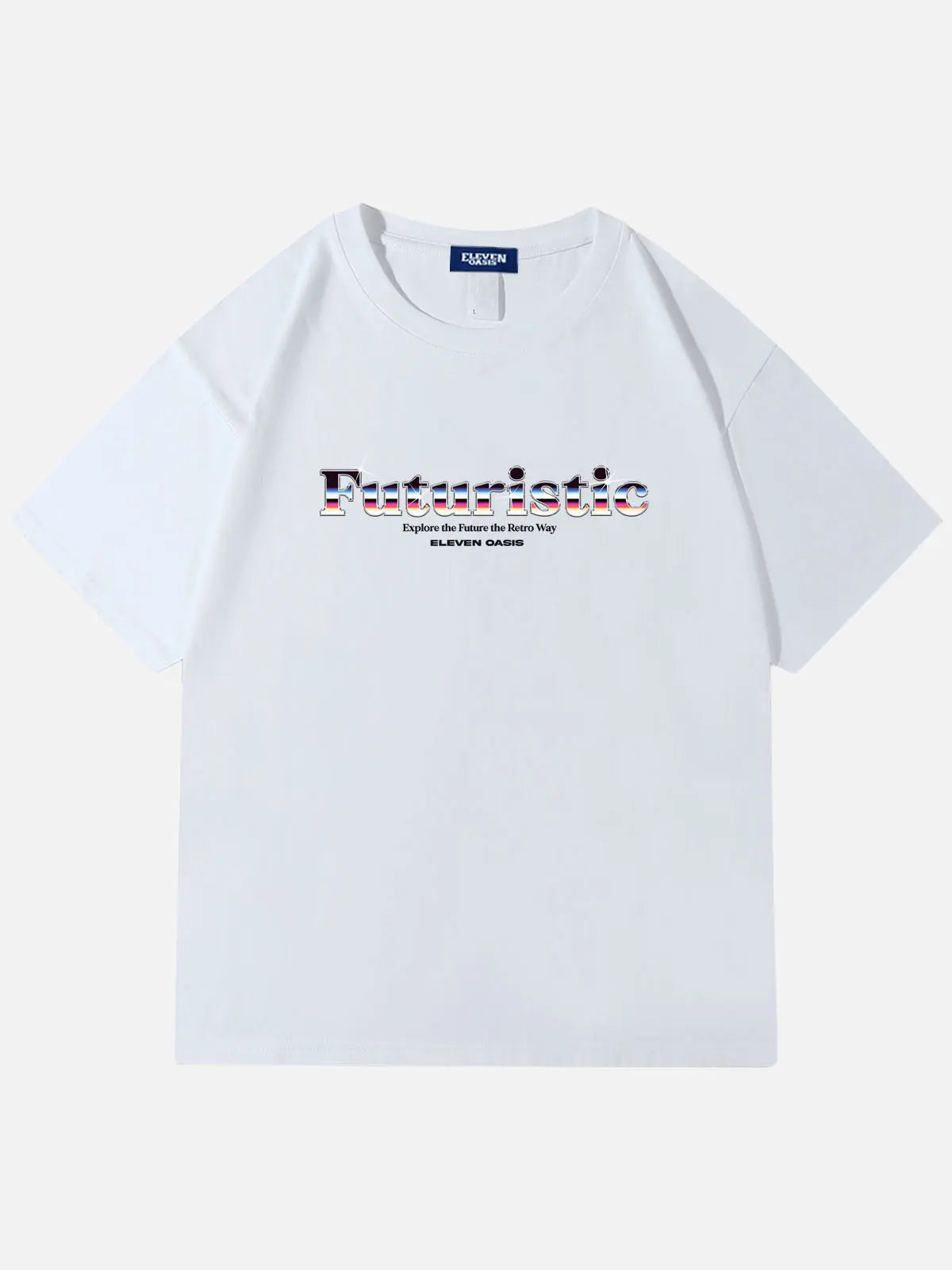 Eleven Oasis Futuristic Typography Cotton T-Shirt Eleven Oasis