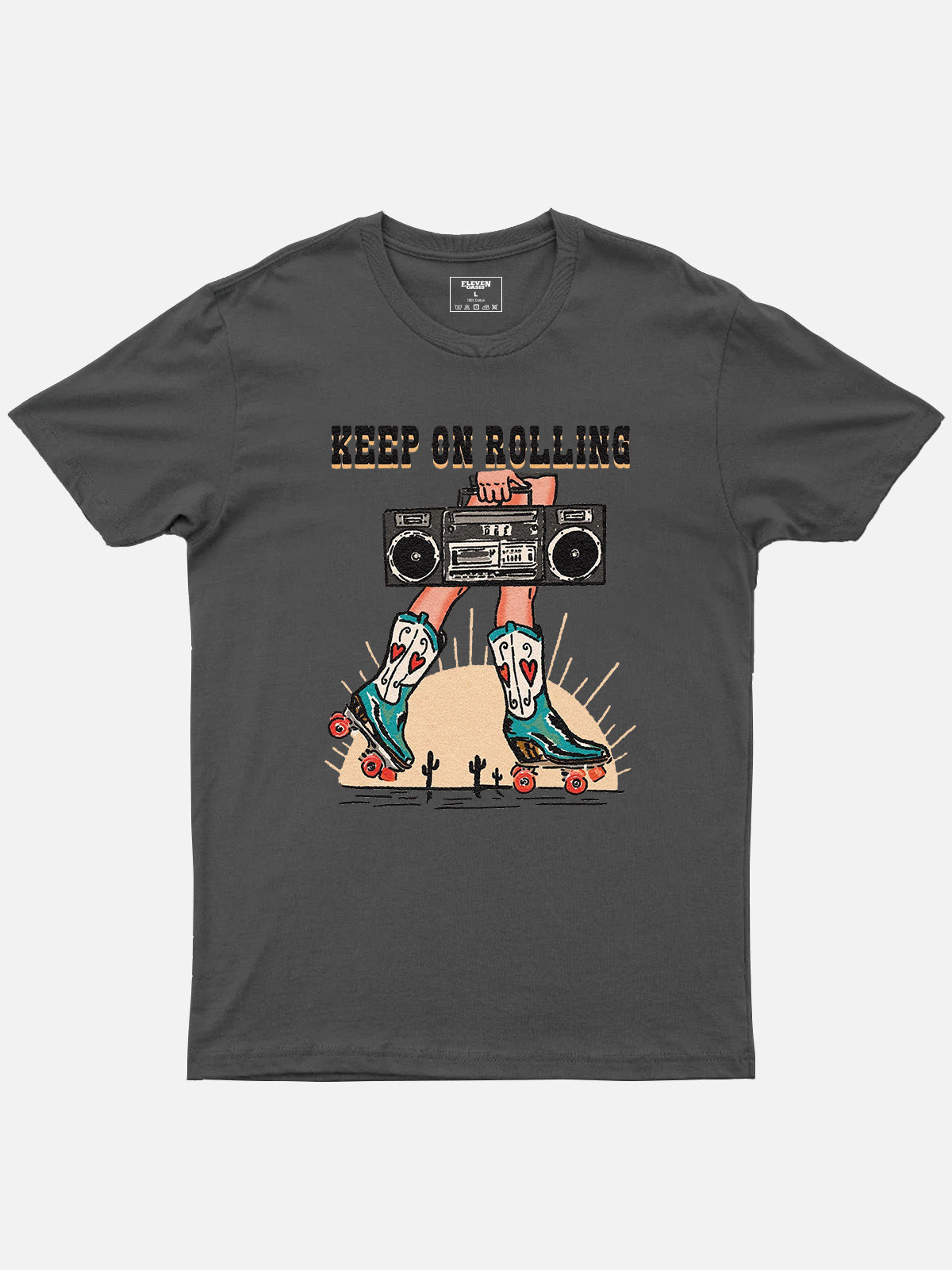 Keep On Rolling Cowboy Boots Cotton T-Shirt Eleven Oasis