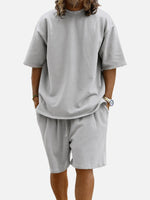 Men's Casual Two-Piece Short Sleeve Shirt and Shorts Set Eleven Oasis