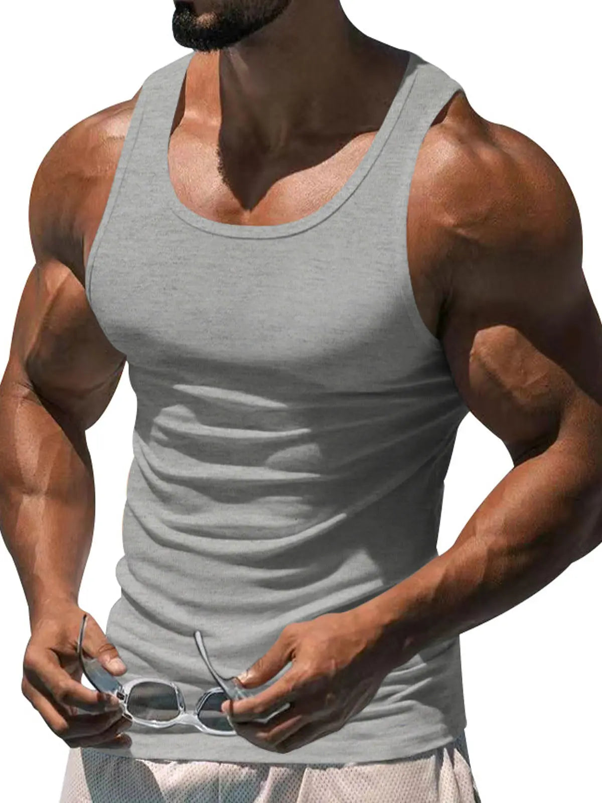 Men's Solid Color Slim Fit Tank Top ElevenOasis