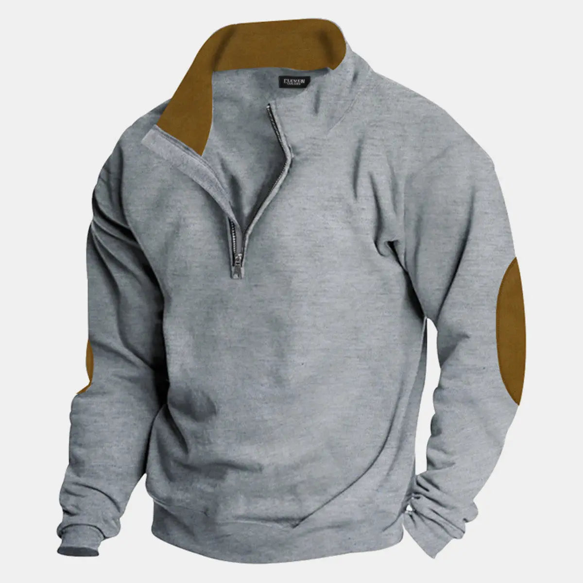Men's Quarter Zip Elbow Patch Pullover ElevenOasis