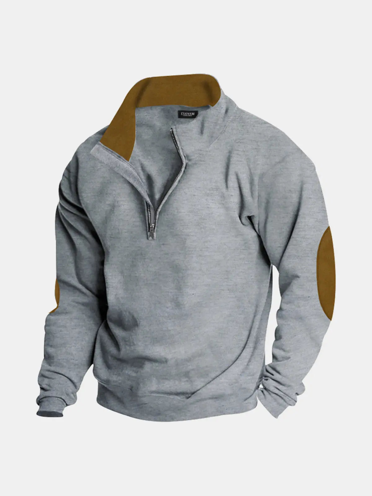Men's Quarter Zip Elbow Patch Pullover ElevenOasis