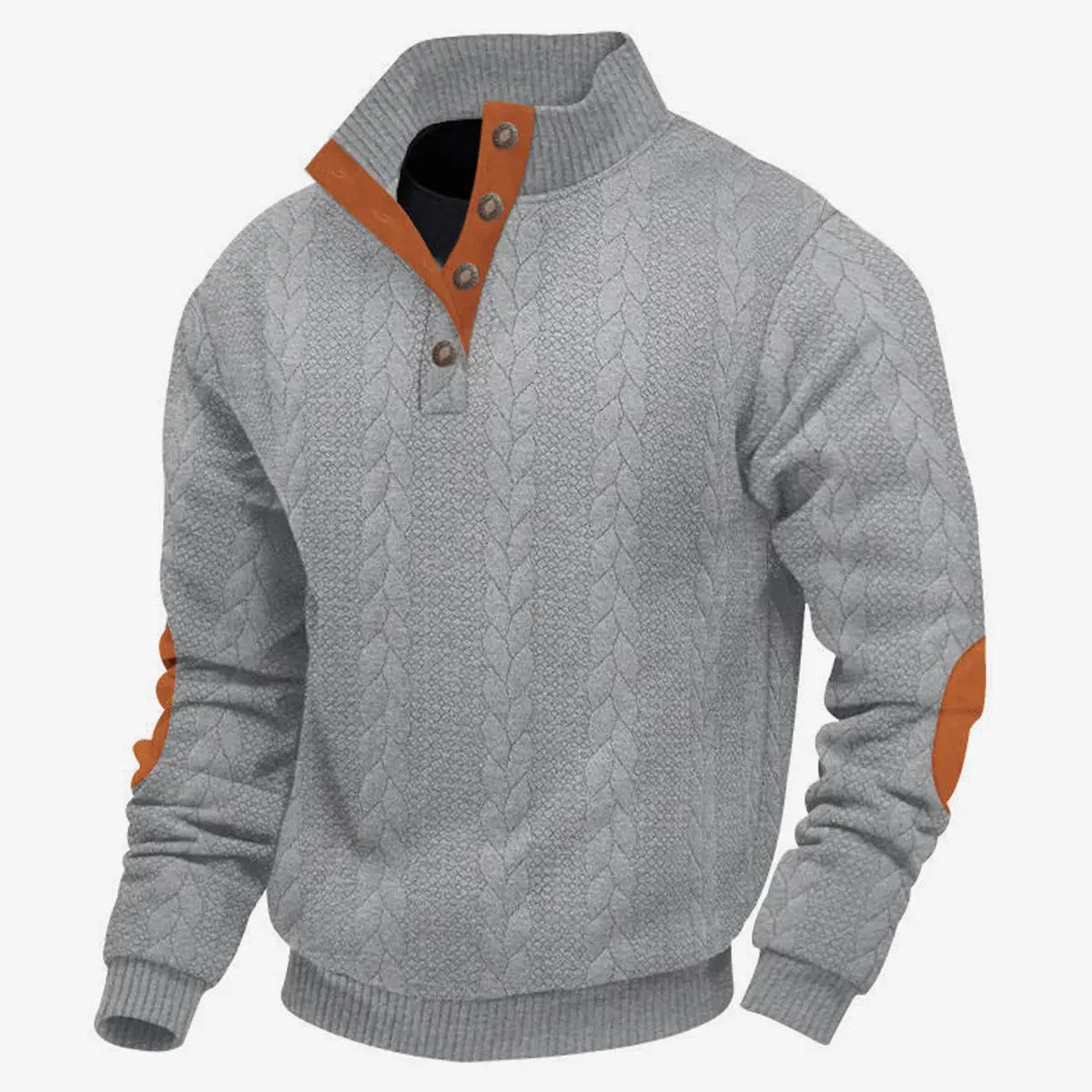 Men's Braided Cable Knit Quarter Button Sweatshirt ElevenOasis