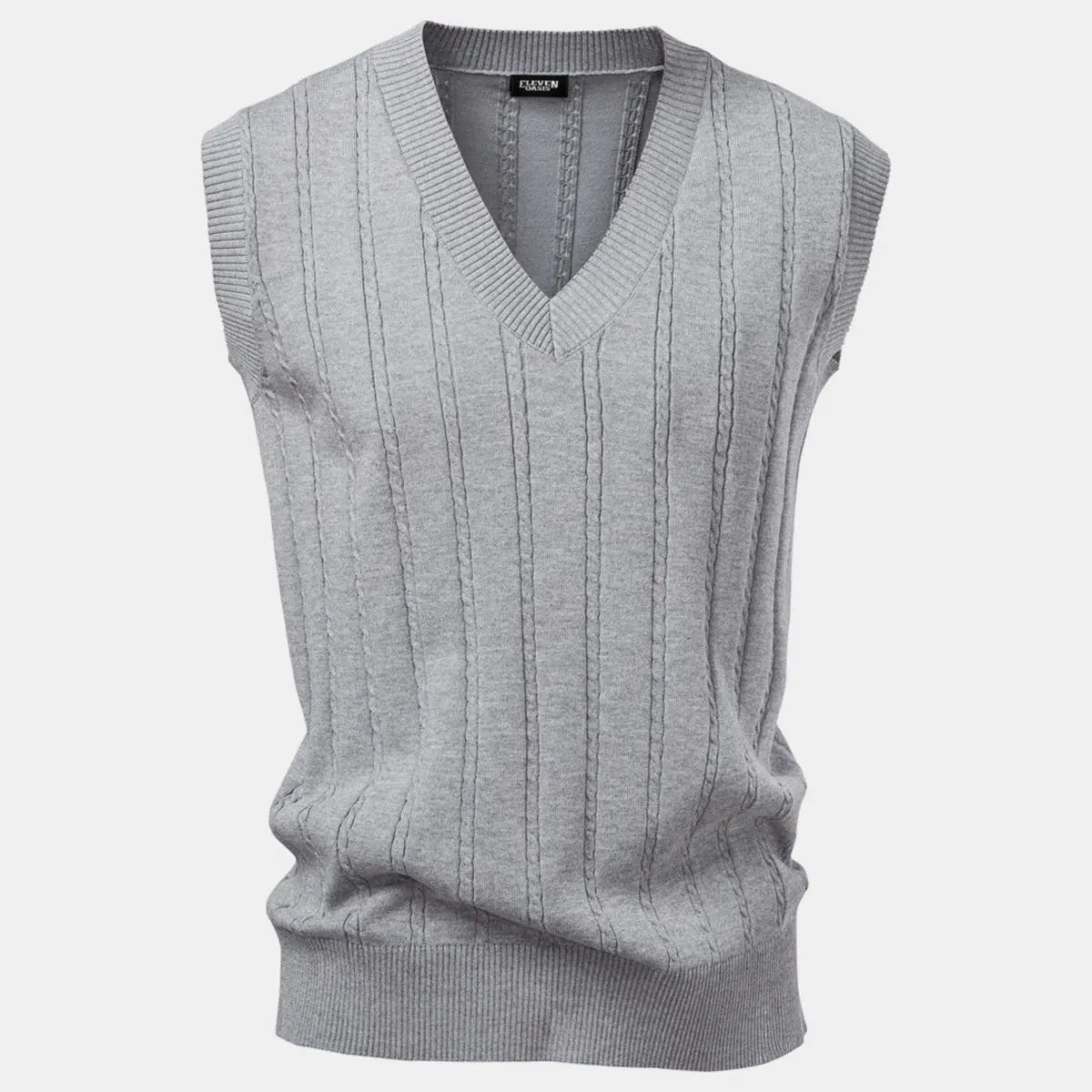 Men's Cable Knit V-Neck Sweater Vest ElevenOasis
