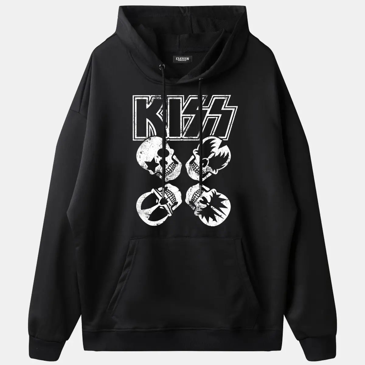KISS Logo Band Faces Graphic Hoodie Eleven Oasis