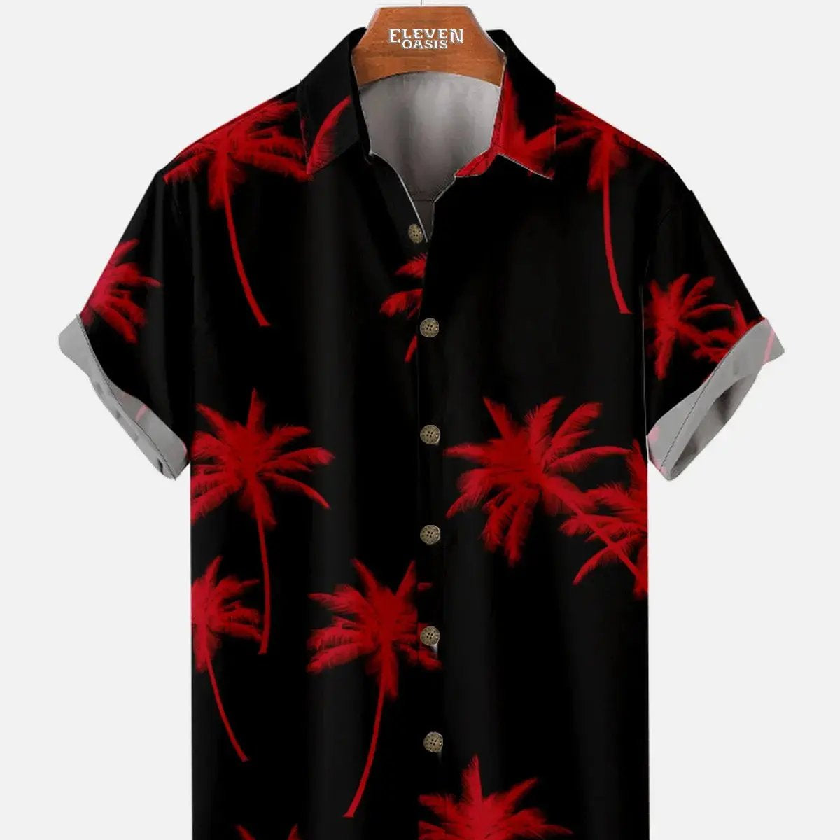 Men's Coconut Tree Pattern Basic Short Sleeve Shirt ElevenOasis