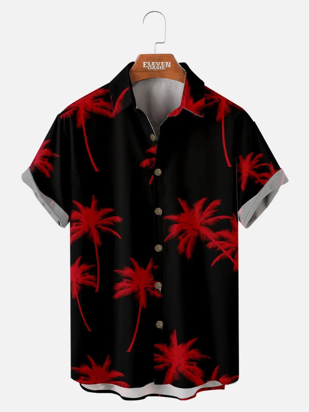 Men's Coconut Tree Pattern Basic Short Sleeve Shirt ElevenOasis