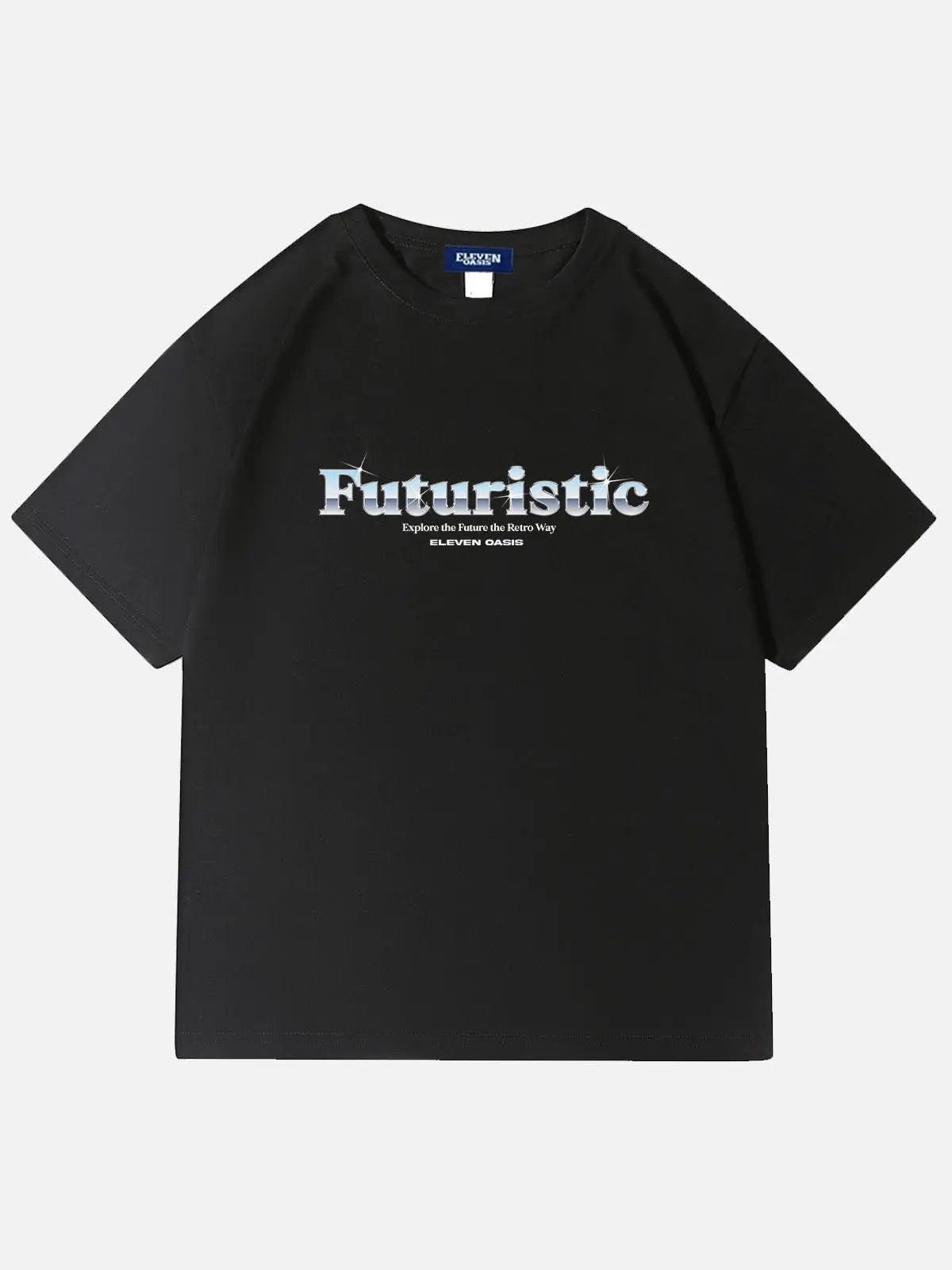 Eleven Oasis Futuristic Typography Cotton T-Shirt Eleven Oasis