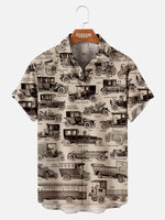 Retro Classic Car Print Men's Short Sleeve Shirt ElevenOasis