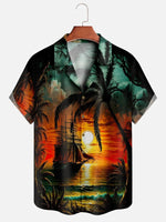 Men's Sunset and Ship Short Sleeve Casual ShirtMens short sleeve shirts Big and tall Mens shirts Short sleeve shirts for men Mens 4xl shirts Casual short sleeve shirts