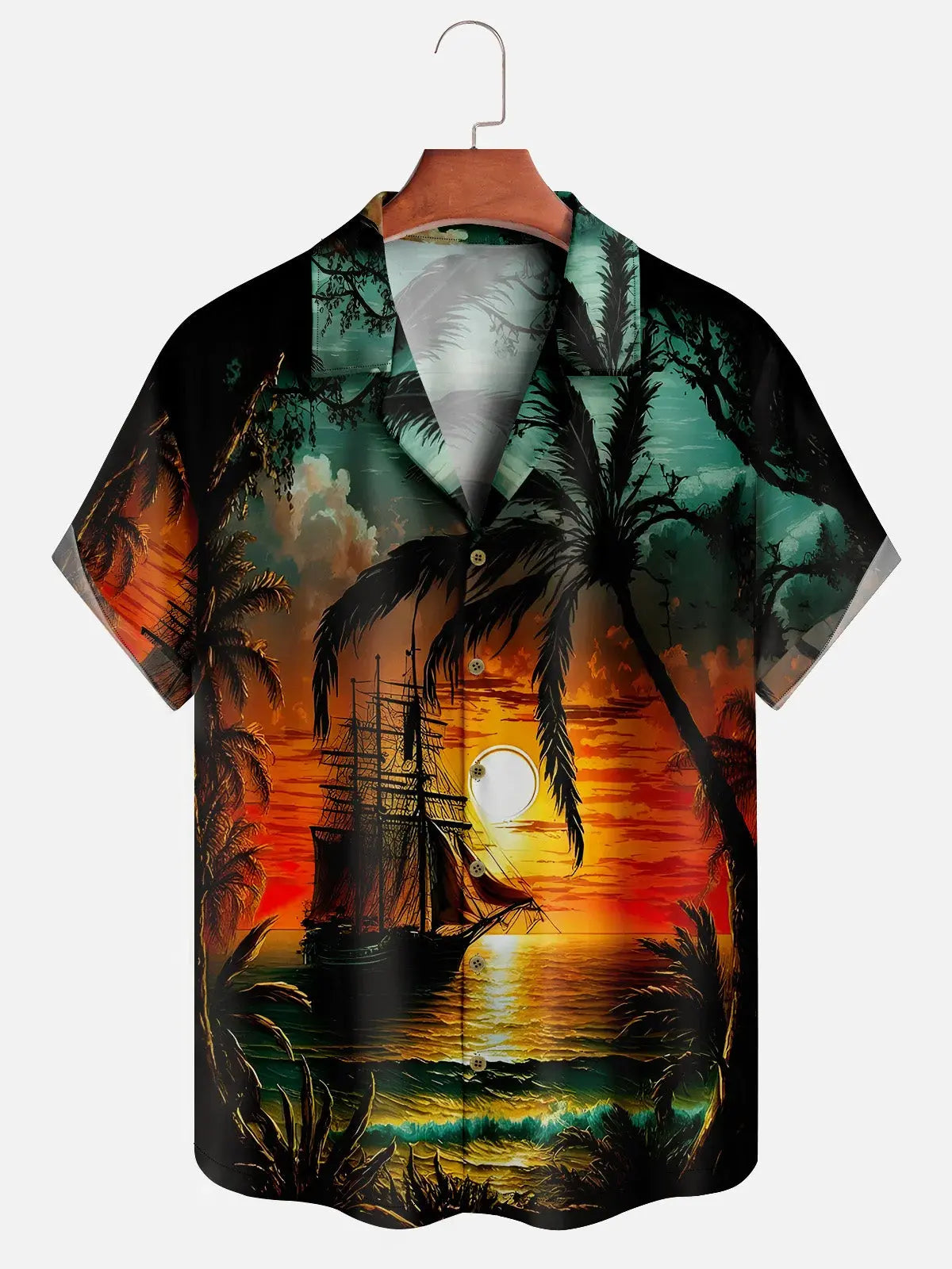 Men's Sunset and Ship Short Sleeve Casual ShirtMens short sleeve shirts Big and tall Mens shirts Short sleeve shirts for men Mens 4xl shirts Casual short sleeve shirts