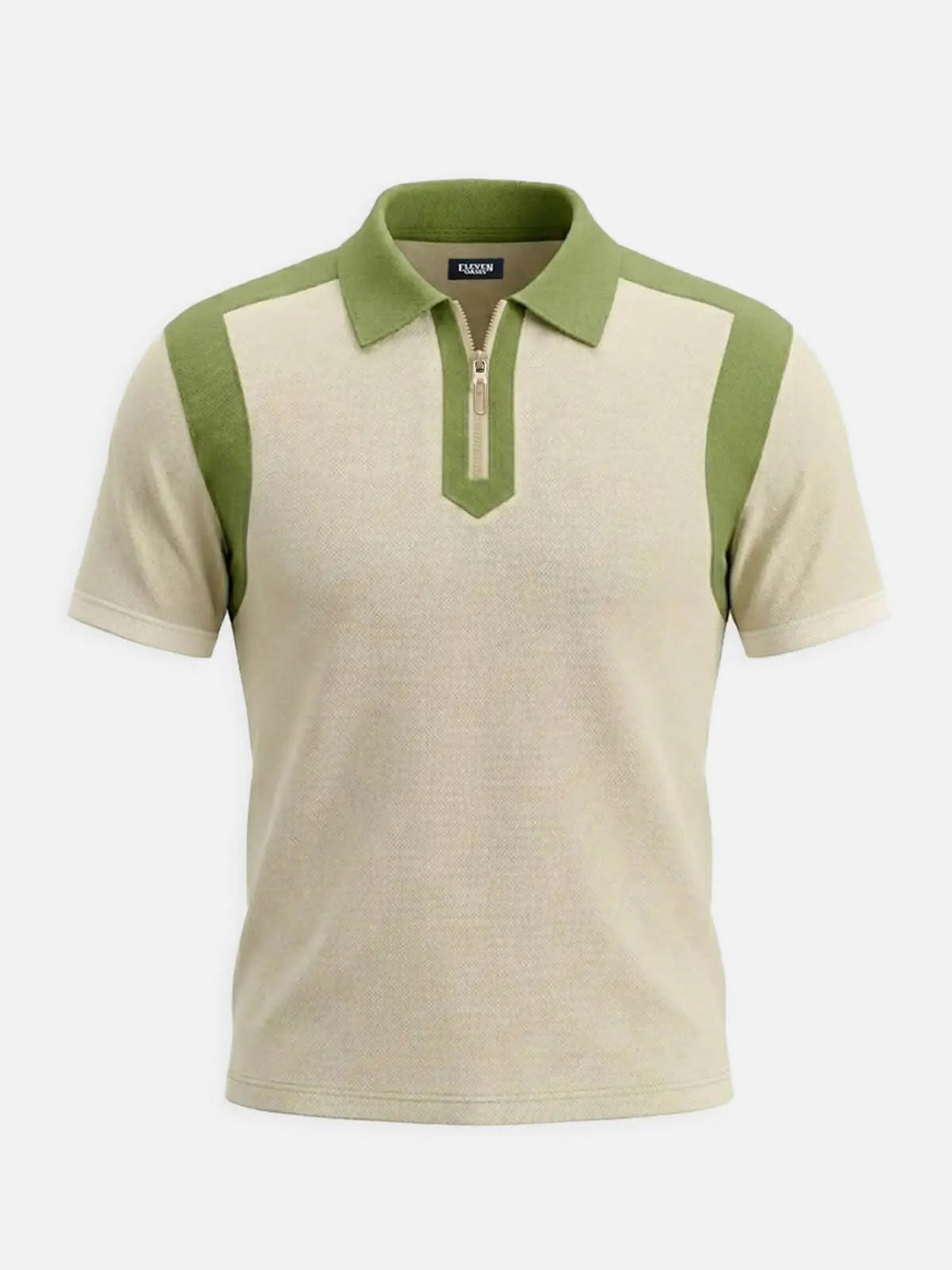 Men's Retro Contrast Panel Zip Polo Shirt Eleven Oasis
