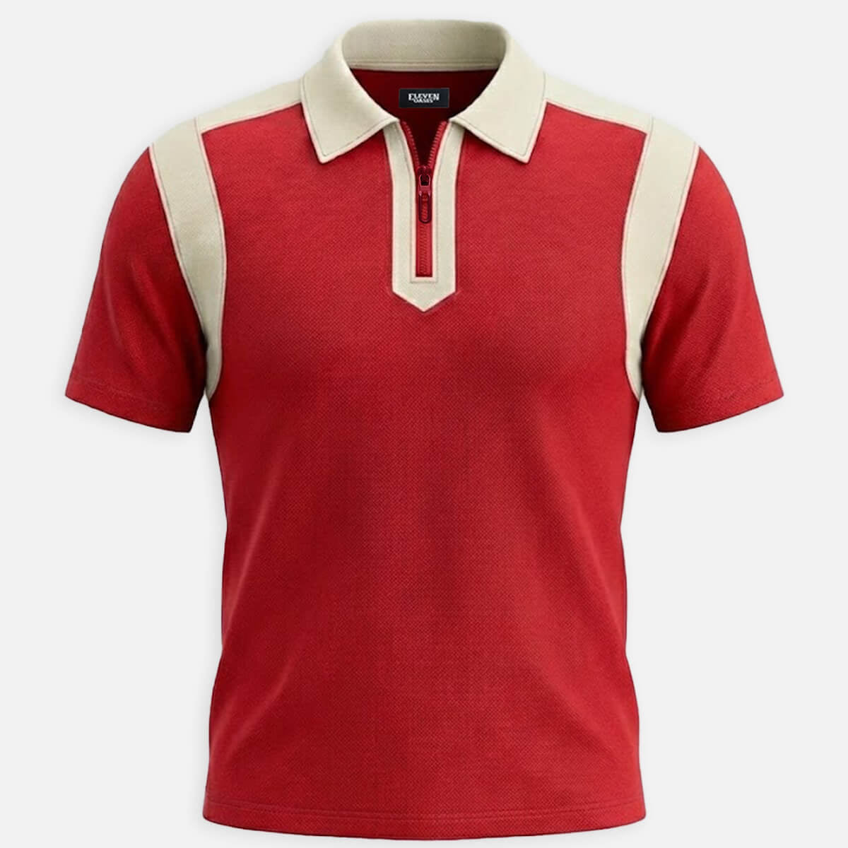 Men's Retro Contrast Panel Zip Polo Shirt Eleven Oasis