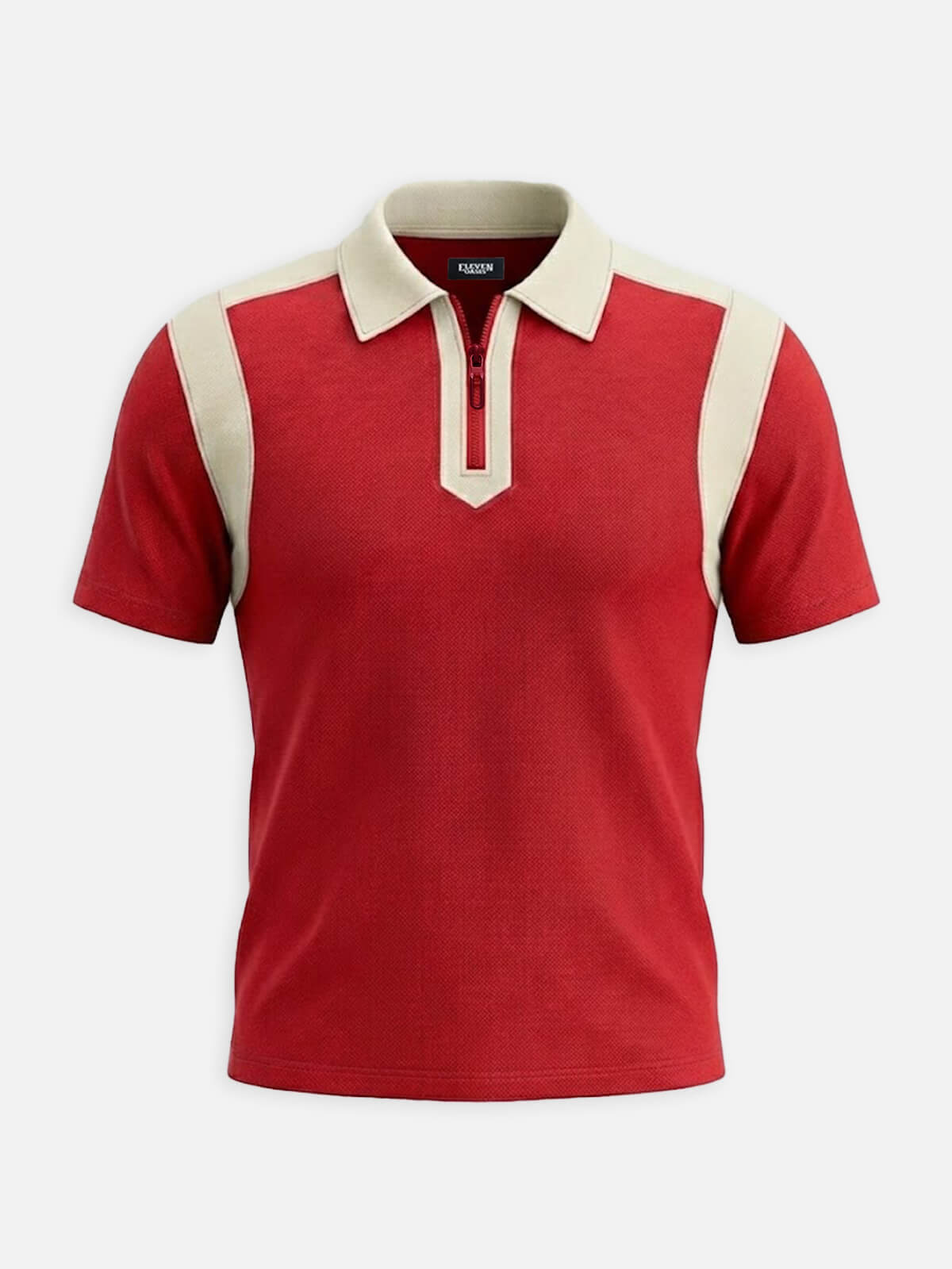 Men's Retro Contrast Panel Zip Polo Shirt Eleven Oasis
