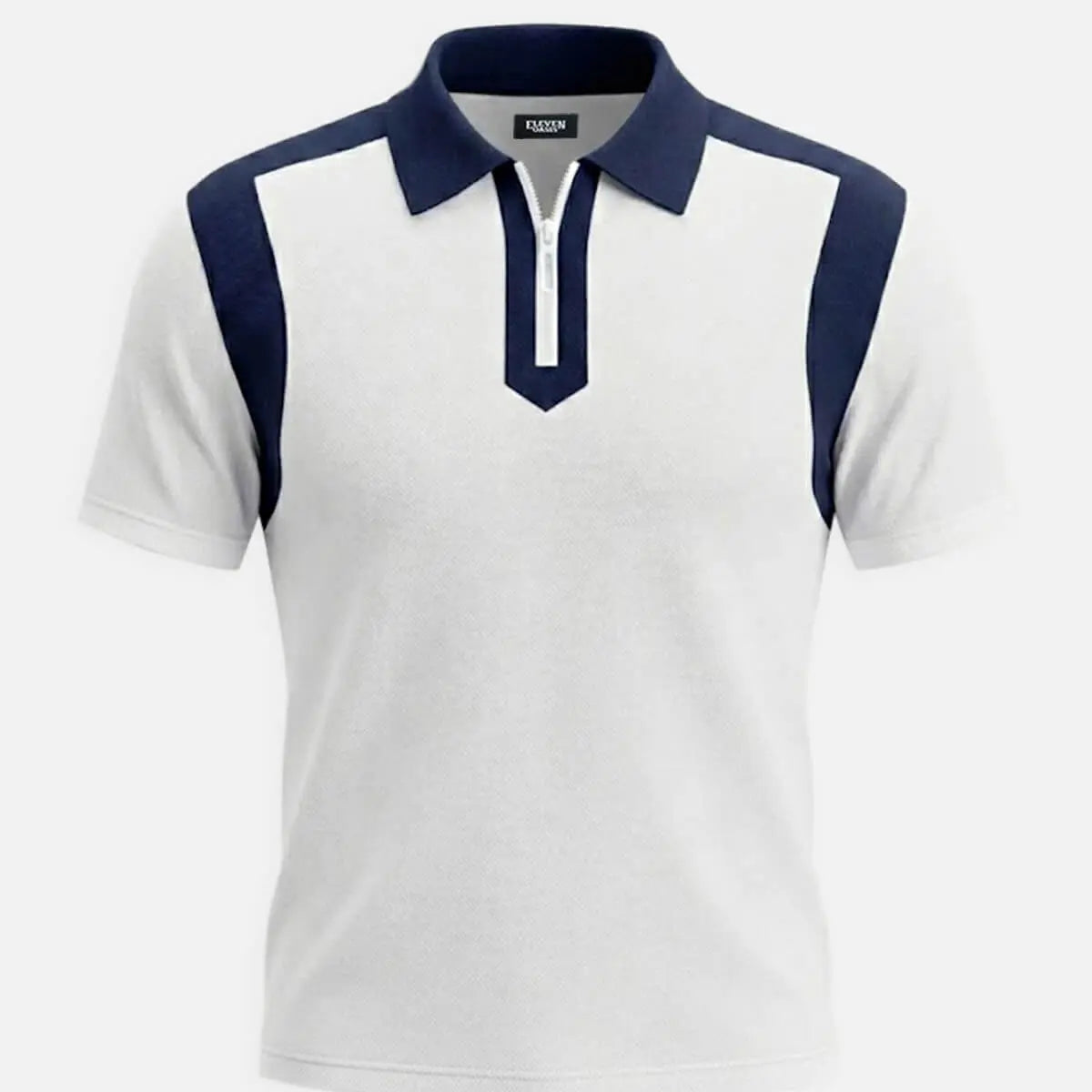 Men's Retro Contrast Panel Zip Polo Shirt Eleven Oasis
