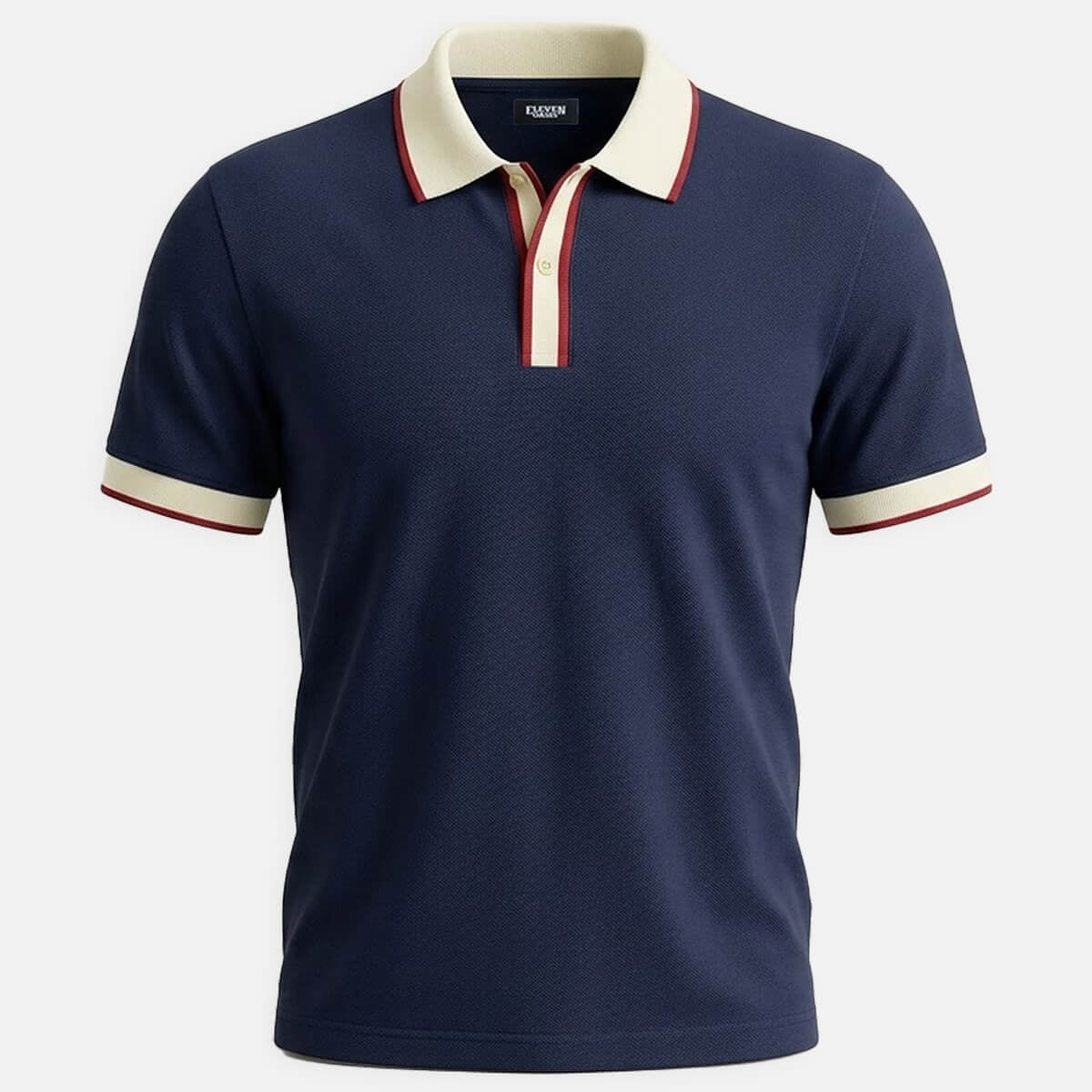 Men's Slim Fit Retro Tipped Collar Short Sleeve Polo Shirt Eleven Oasis