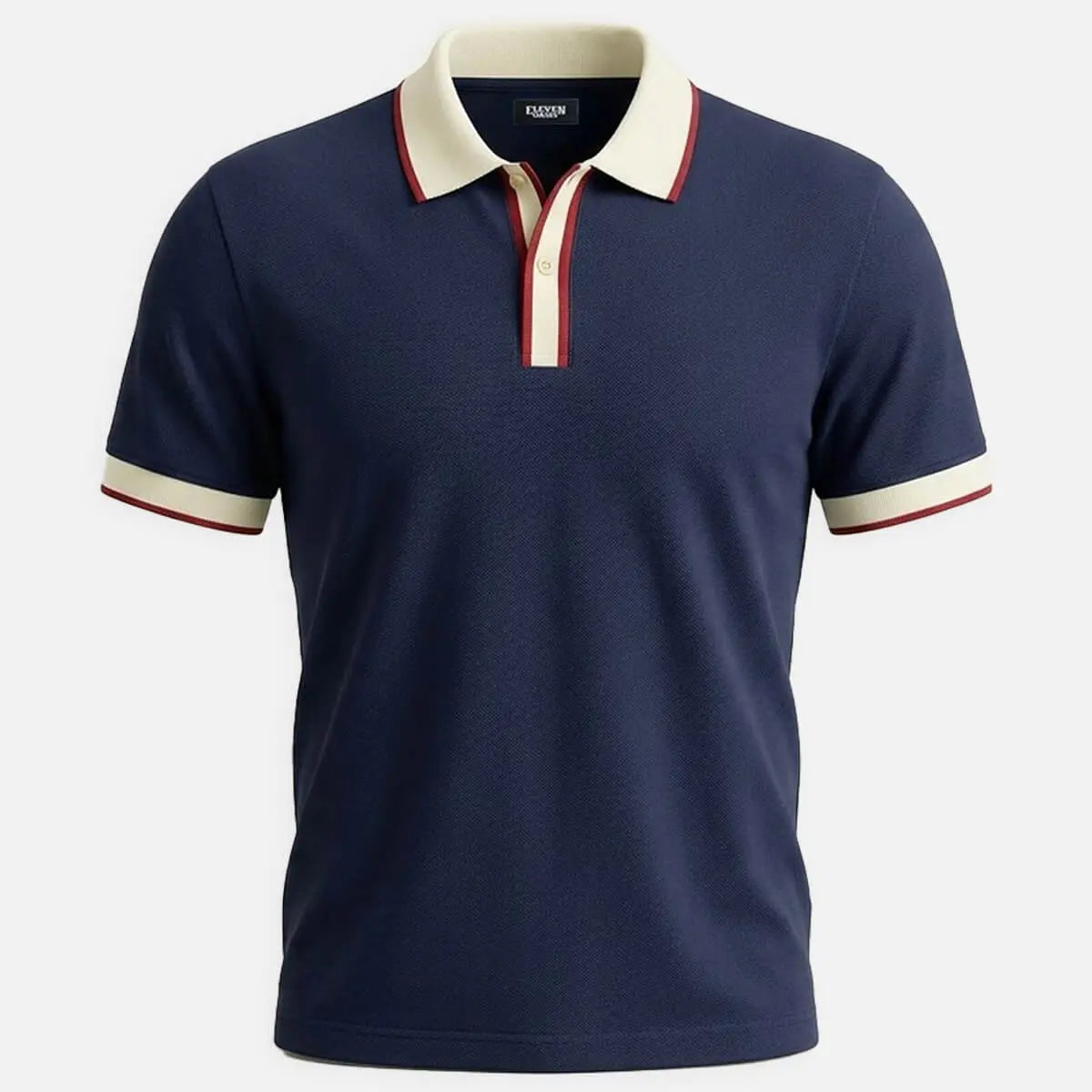 Men's Slim Fit Retro Tipped Collar Short Sleeve Polo Shirt ElevenOasis