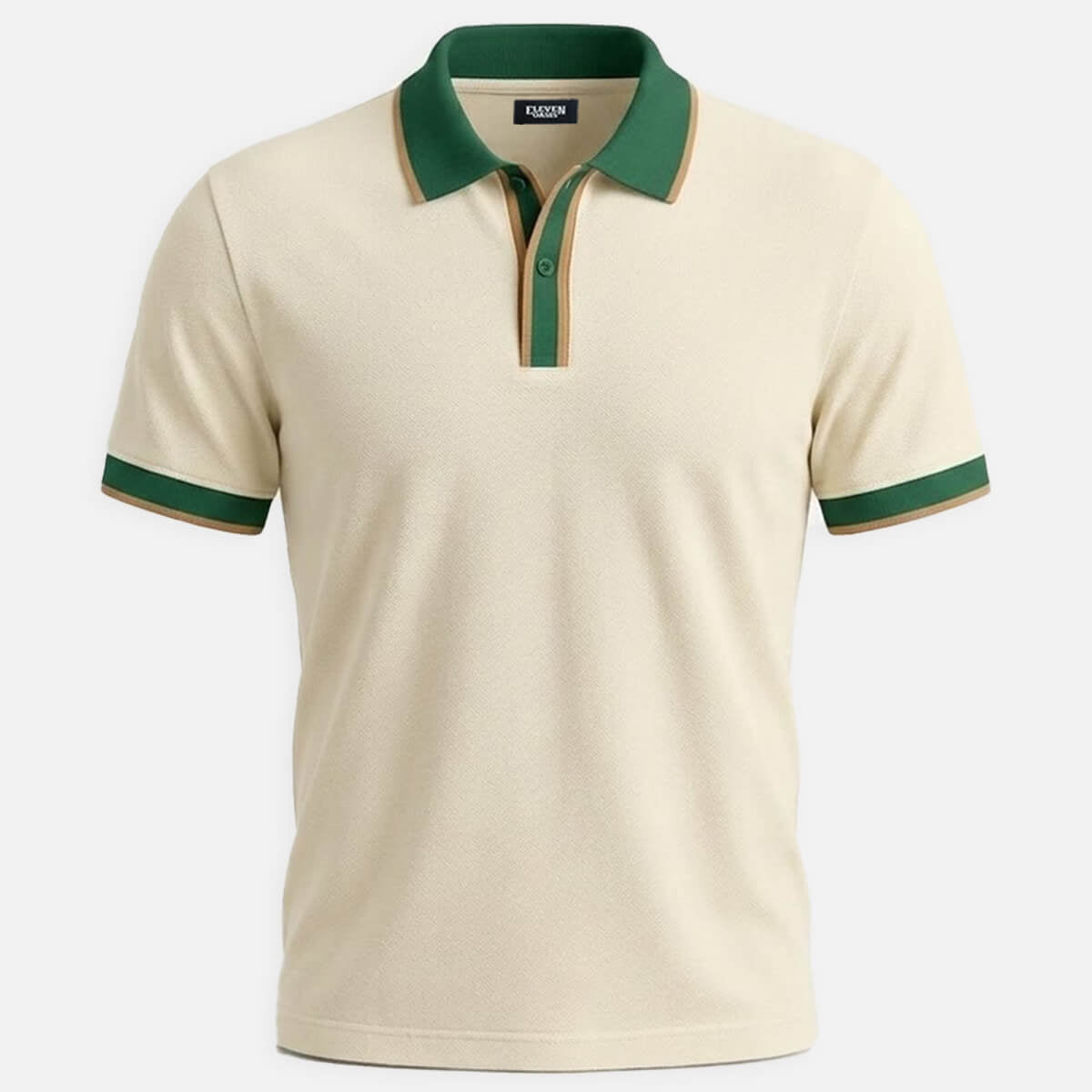Men's Slim Fit Retro Tipped Collar Short Sleeve Polo Shirt Eleven Oasis