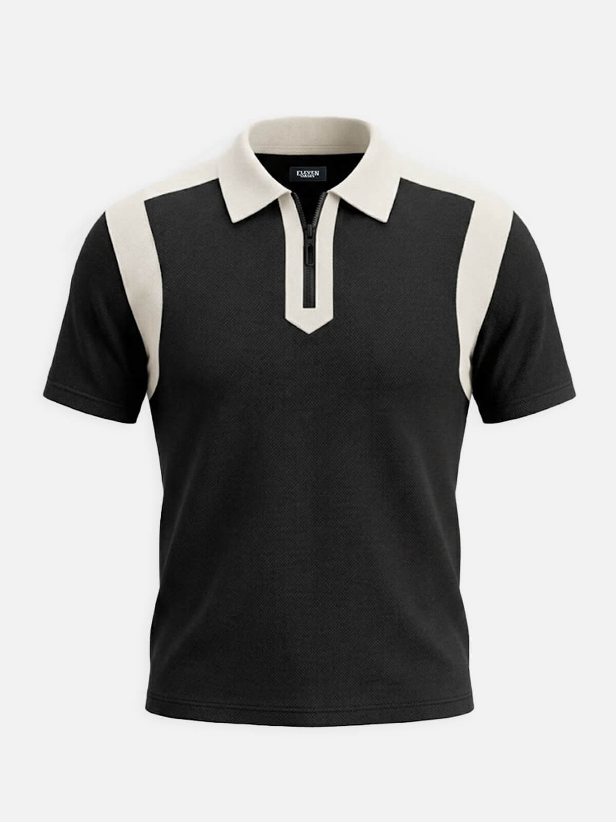 Men's Retro Contrast Panel Zip Polo Shirt Eleven Oasis