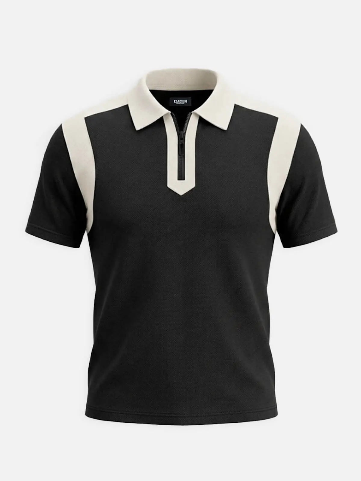 Men's Retro Contrast Panel Zip Polo Shirt Eleven Oasis