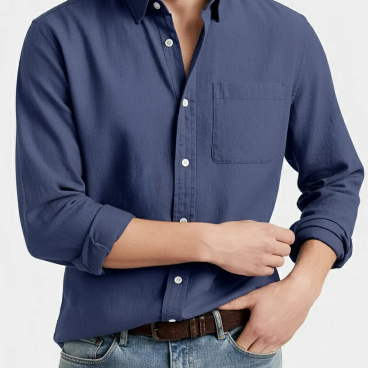 Men's Acid Washed Cotton Long Sleeve Shirt ElevenOasis