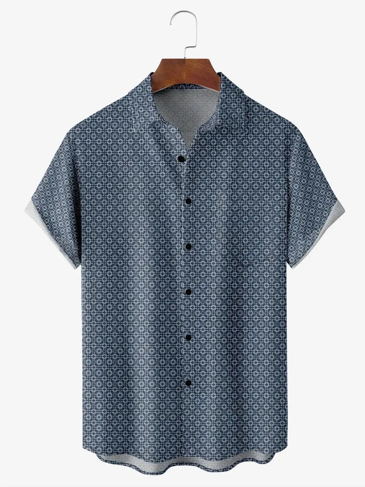 Men's Blue Simple Pattern Short Sleeve Casual ShirtMens short sleeve shirts Big and tall Mens shirts Short sleeve shirts for men Mens 4xl shirts Casual short sleeve shirts