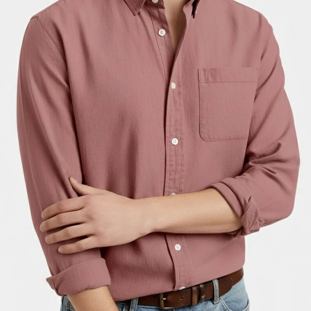 Men's Acid Washed Cotton Long Sleeve Shirt ElevenOasis