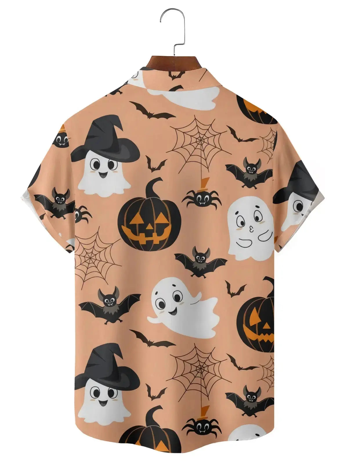 Tall Men's Cute Ghosts & Pumpkins Halloween Short Sleeve Shirt ElevenOasis