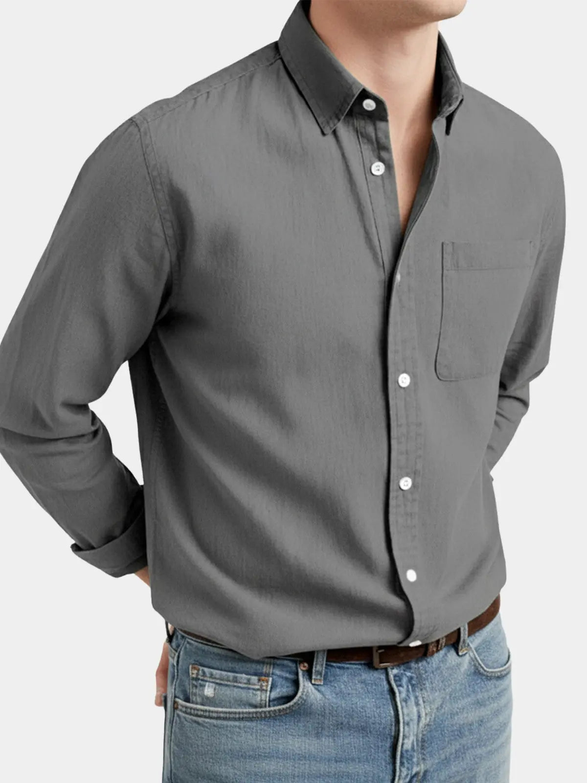 Men's Acid Washed Cotton Long Sleeve Shirt ElevenOasis