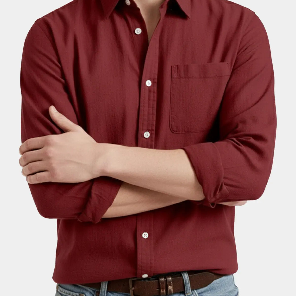 Men's Acid Washed Cotton Long Sleeve Shirt ElevenOasis