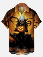 Tall Men's Pumpkin Reaper Halloween Short Sleeve Shirt Eleven Oasis