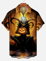 Tall Men's Pumpkin Reaper Halloween Short Sleeve Shirt Eleven Oasis