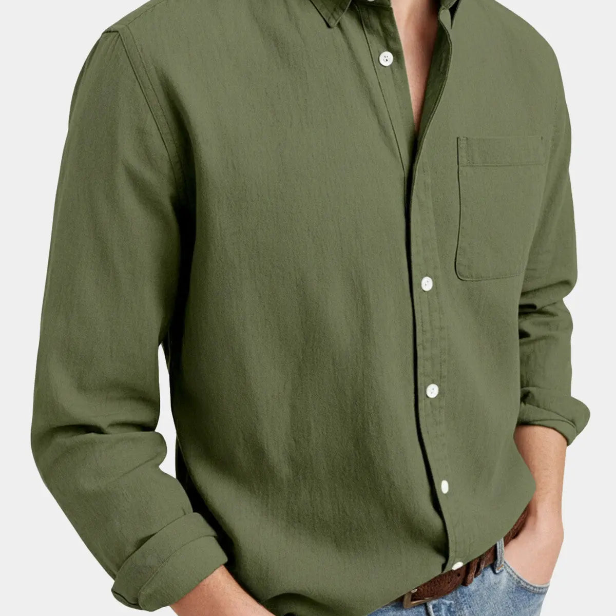 Men's Acid Washed Cotton Long Sleeve Shirt ElevenOasis