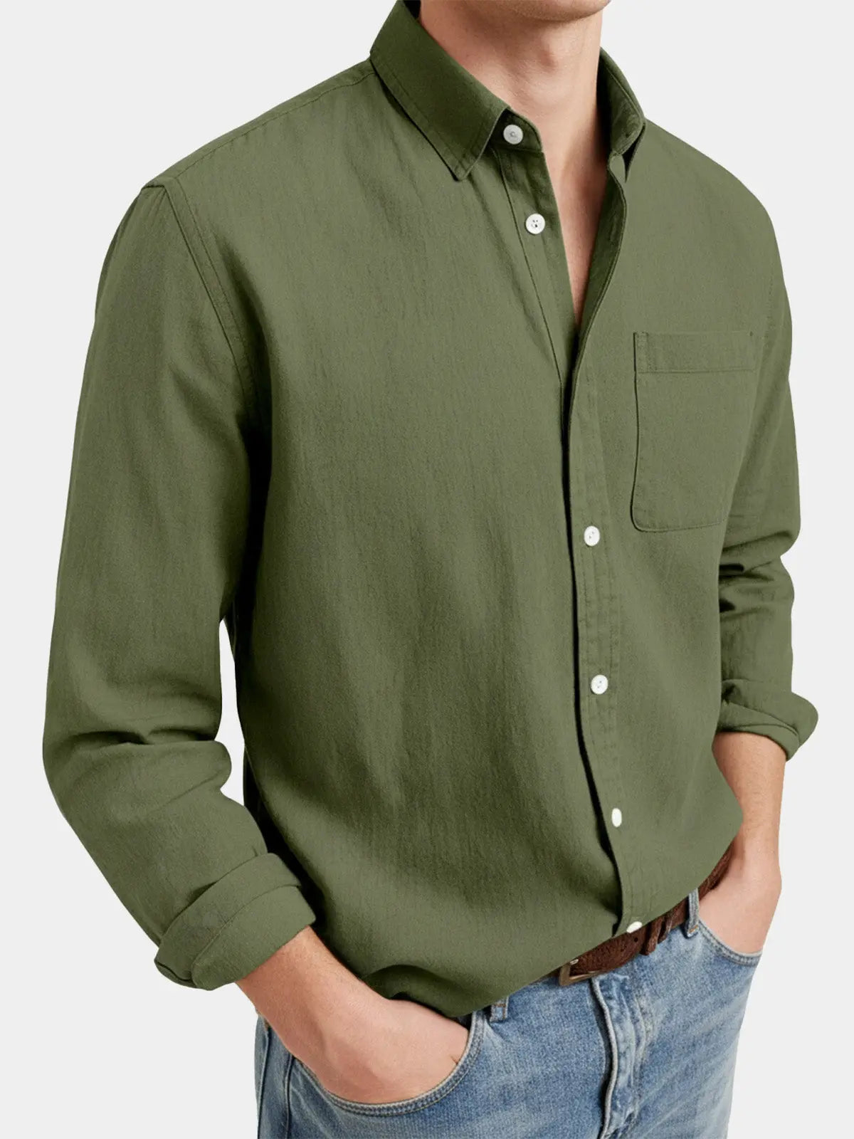 Men's Acid Washed Cotton Long Sleeve Shirt ElevenOasis