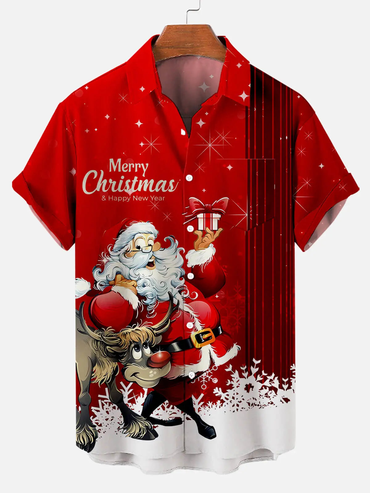 Christmas Cartoon Print Men's Short Sleeve ShirtMens short sleeve shirts Big and tall Mens shirts Short sleeve shirts for men Mens 4xl shirts Casual short sleeve shirts