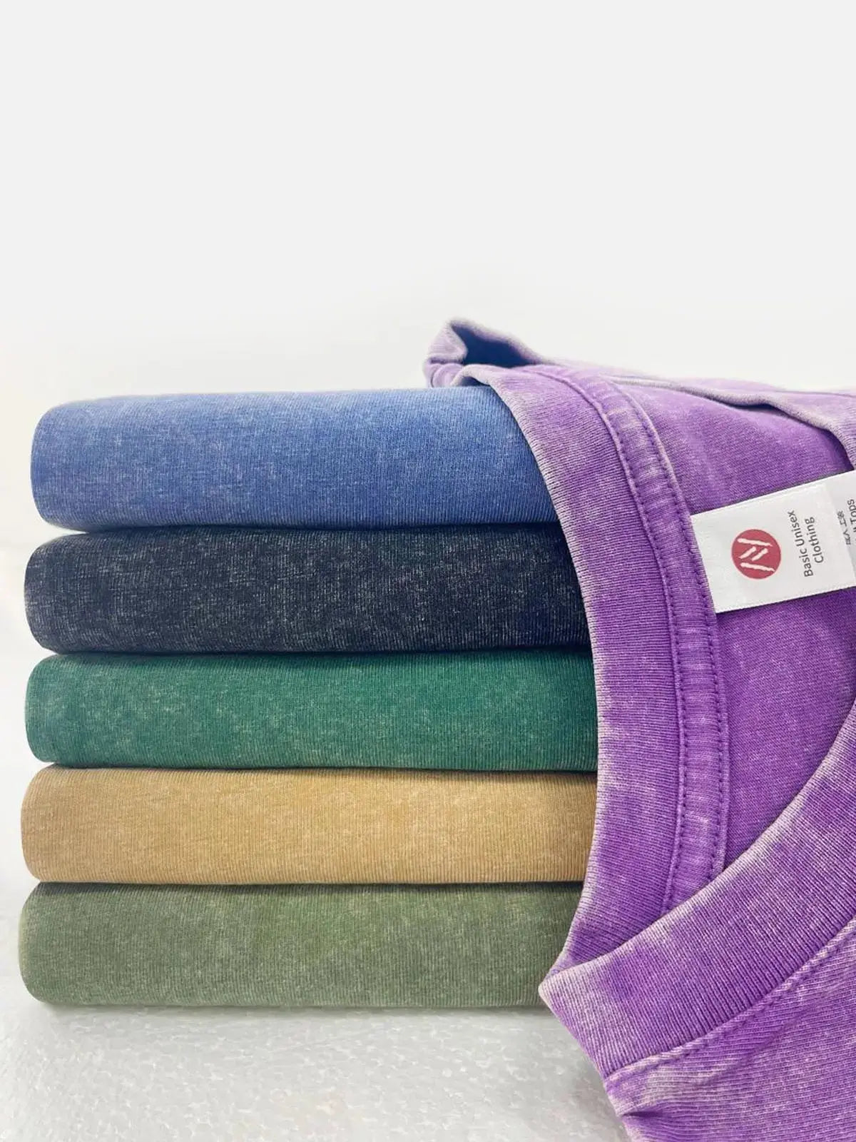 Acid Wash Cotton Basic T-Shirt - 6 Colors ElevenOasis