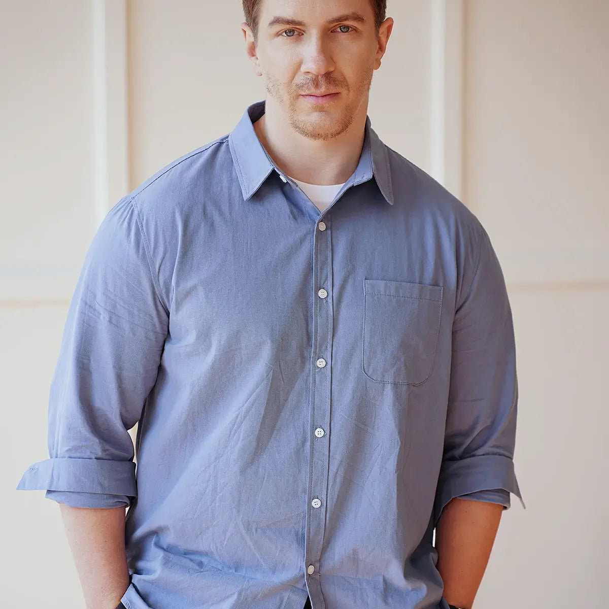 Men's Acid Washed Cotton Long Sleeve Shirt ElevenOasis