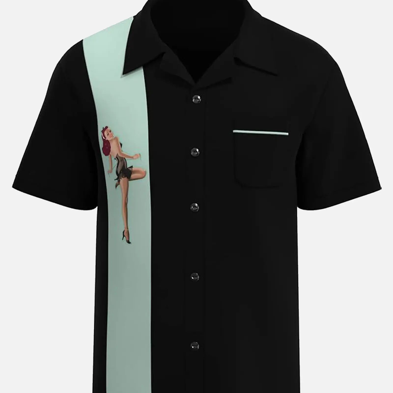 Men's Pin-Up Lounge Bowling Short Sleeve Shirt Eleven Oasis
