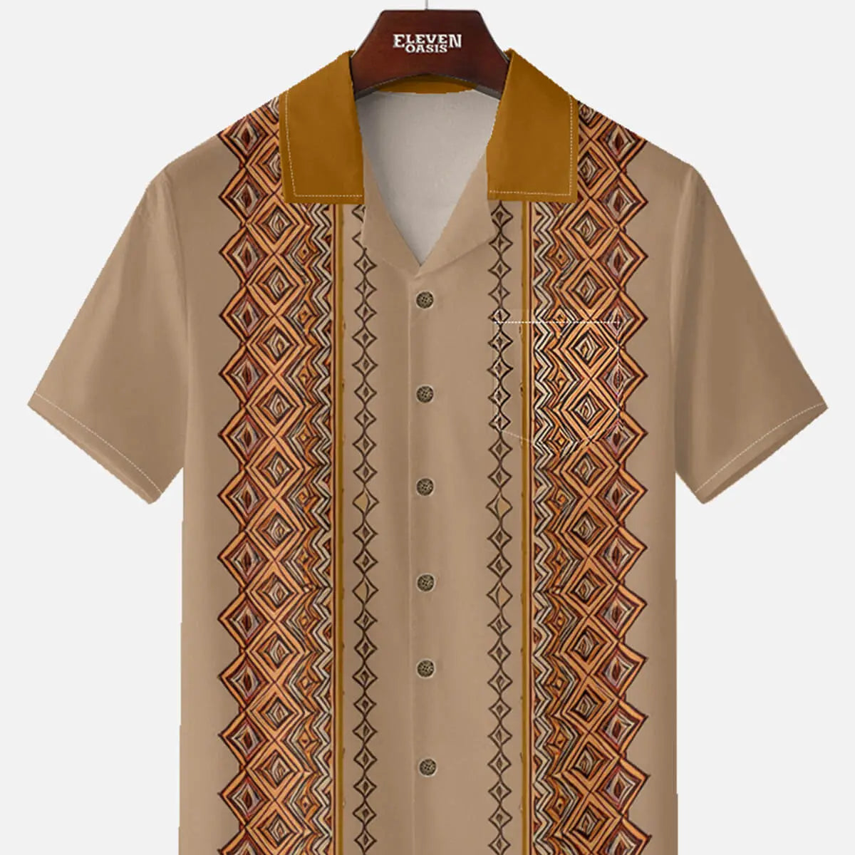 Tall Men's Retro Diamond Panel Short Sleeve Shirt ElevenOasis