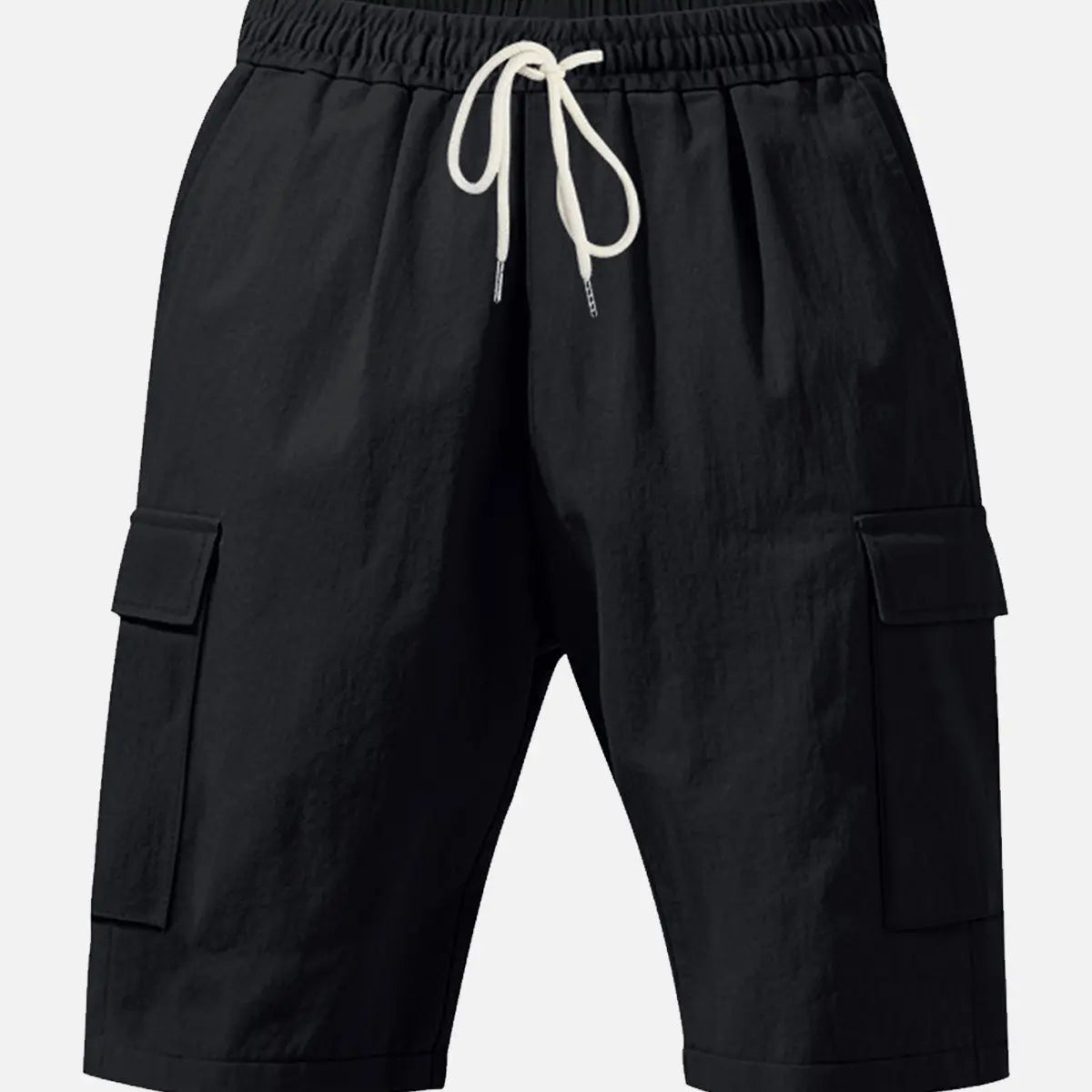 Men's Solid Color Linen Shorts Waist Drawstring Cargo Shorts ElevenOasis