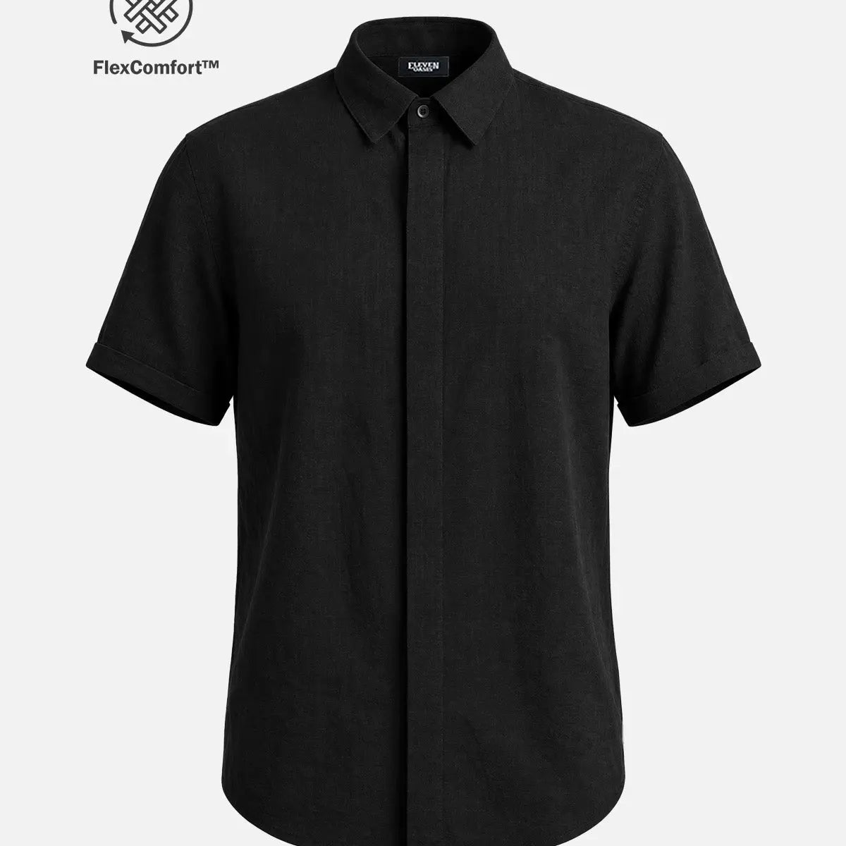 Men's Linen Cotton Blend Short Sleeve Shirt ElevenOasis