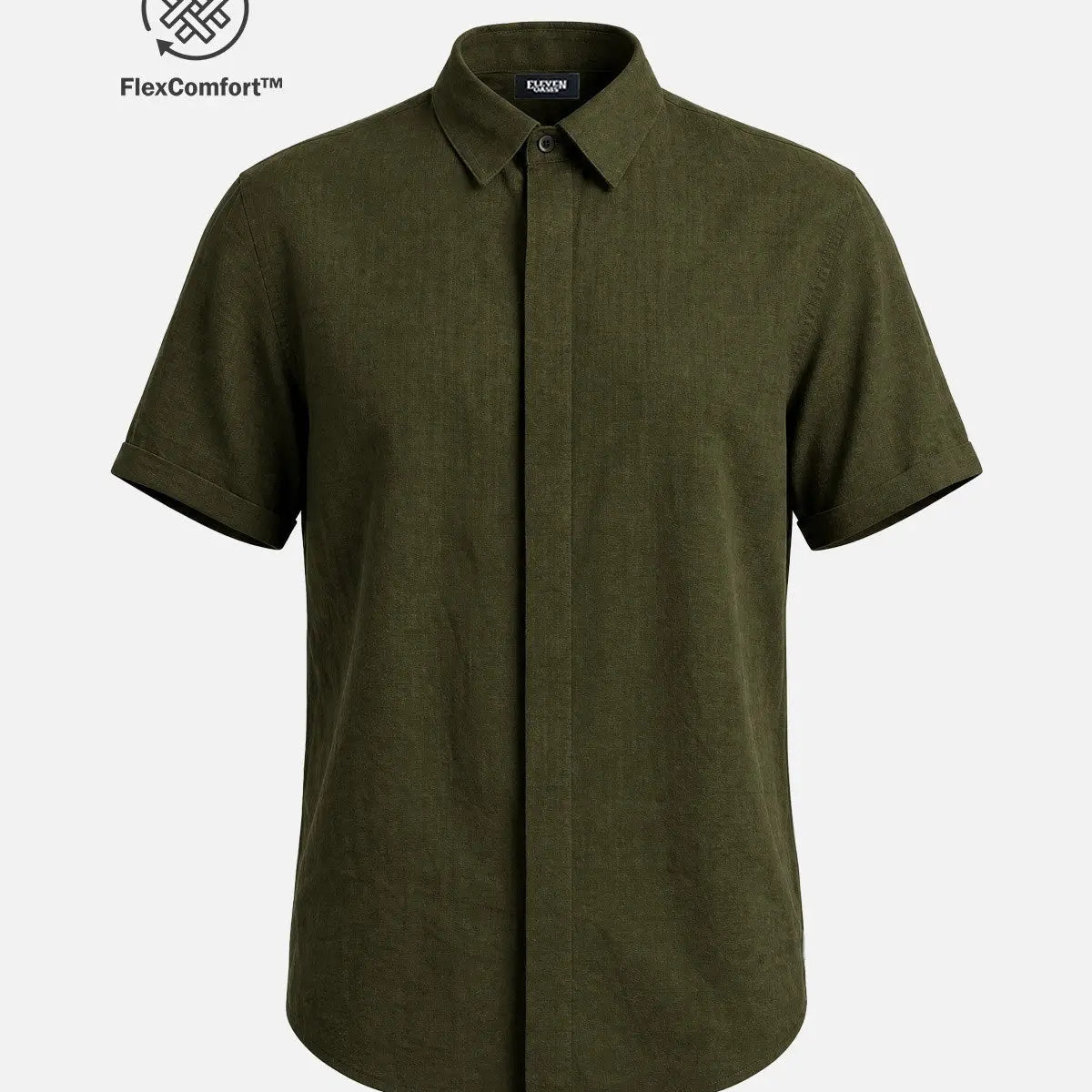 Men's Linen Cotton Blend Short Sleeve Shirt ElevenOasis