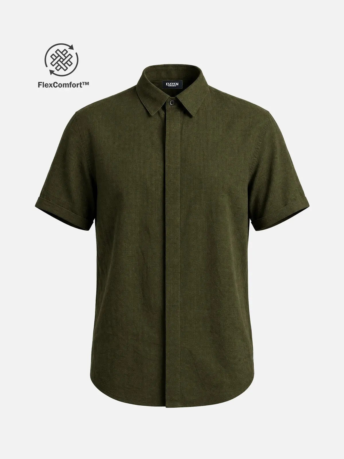Men's Linen Cotton Blend Short Sleeve Shirt ElevenOasis