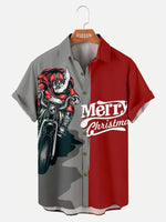Merry Christmas Santa Claus On A Motorcycle Short Sleeve Shirt ElevenOasis