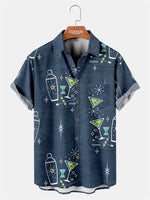 Tall Men's Martini Cocktail Short Sleeve Casual Shirt Eleven Oasis