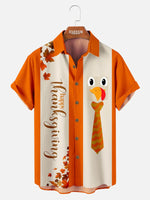 Thanksgiving Turkey Stripe Men's Short Sleeve Shirt Eleven Oasis