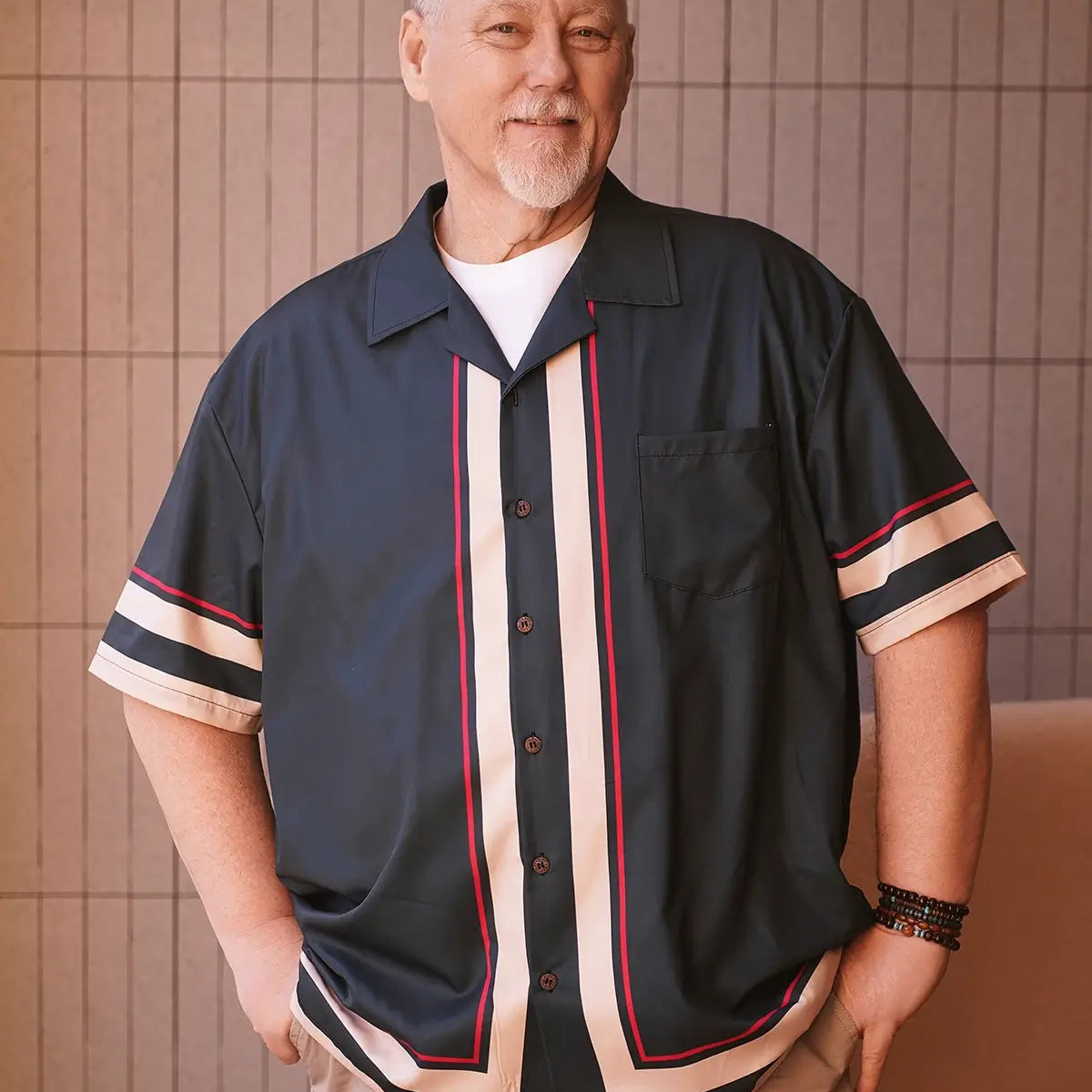 Men's Contrast Trim Border Short Sleeve Shirt ElevenOasis