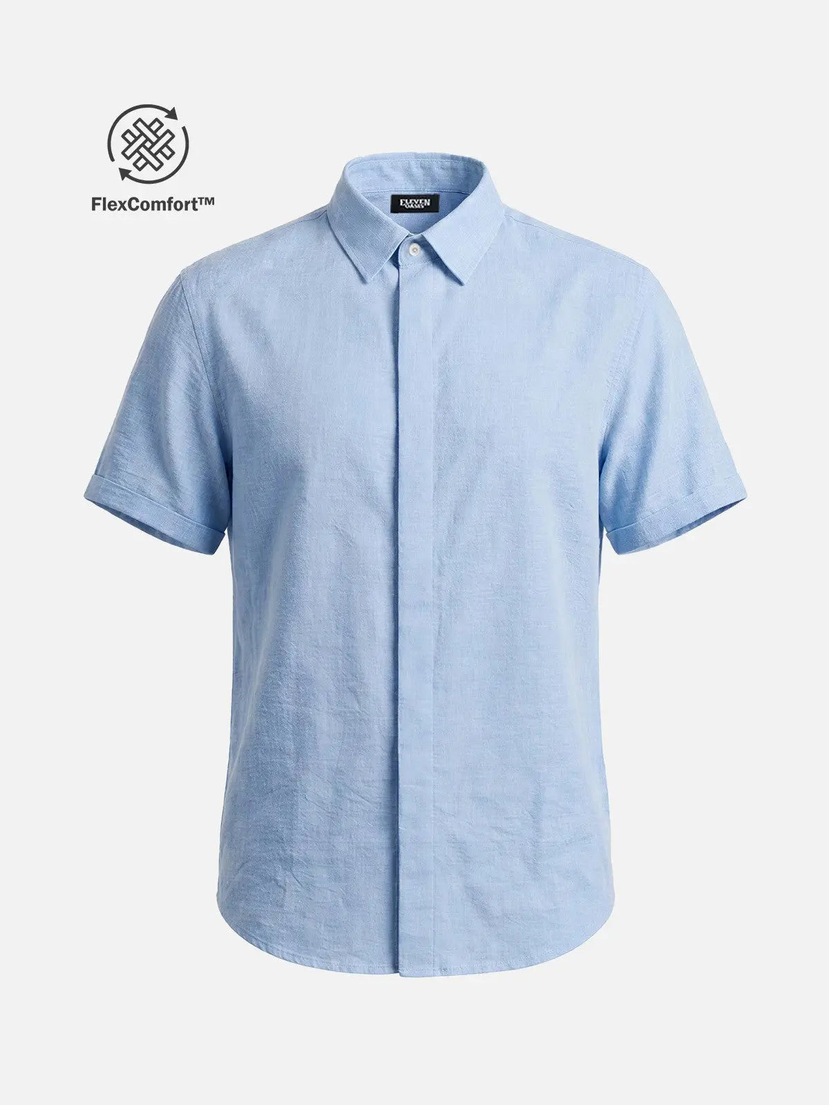 Men's Linen Cotton Blend Short Sleeve Shirt ElevenOasis