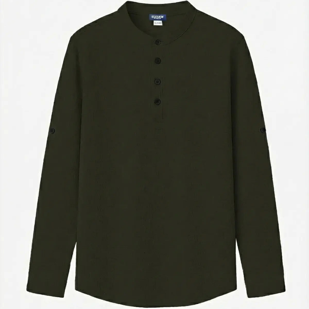 Men's Waffle Knit Henley Long Sleeve Shirt ElevenOasis
