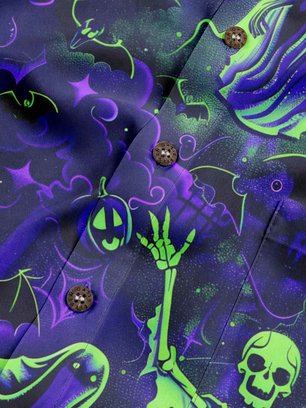 Tall Men's Haunted Graveyard Halloween Short Sleeve Shirt Eleven Oasis